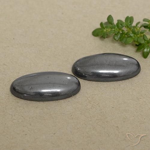 Gemme di Ematite Grigio scuro naturale da 19.31 ct, Ovale, Opaco