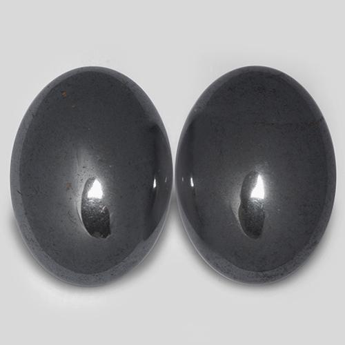 Gemme di Ematite Grigio scuro naturale da 14.54 ct, Taglio ovale, Opaco