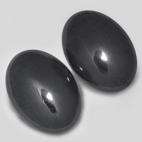Gemme di Ematite Grigio scuro naturale da 14.54 ct, Taglio ovale, Opaco