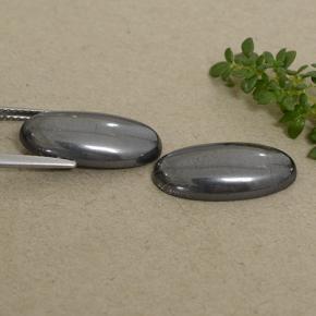 Gemme di Ematite Grigio scuro naturale da 18.46 ct, Taglio ovale, Opaco