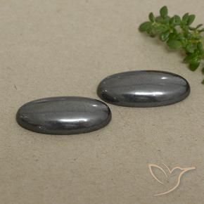 Gemme di Ematite Grigio nero naturale da 18.06 ct, Ovale, Opaco