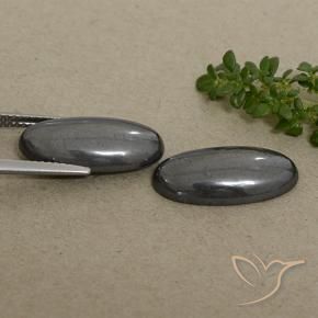 Gemme di Ematite Grigio nero naturale da 18.06 ct, Ovale, Opaco