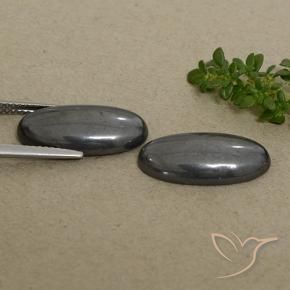 Gemme di Ematite Grigio nero naturale da 18.34 ct, Ovale, Opaco