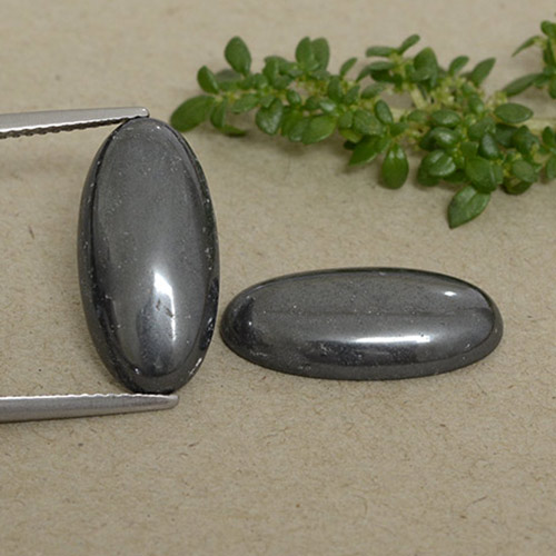 Gemme di Ematite Grigio nero naturale da 18.02 ct, Taglio ovale, Opaco