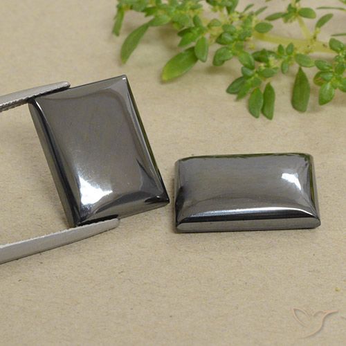 36.54ctw Naturale Grigio medio Ematite, Taglio a baguette, Opaco