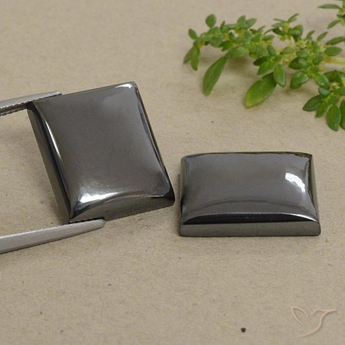 56.06ctw Naturale Grigio medio Ematite, Taglio a baguette, Opaco
