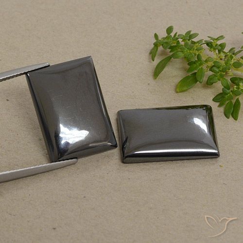 44.80ctw Naturale Grigio medio Ematite, Taglio a baguette, Opaco