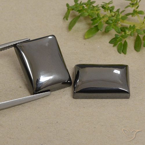 49.08ctw Naturale Grigio medio Ematite, Taglio a baguette, Opaco