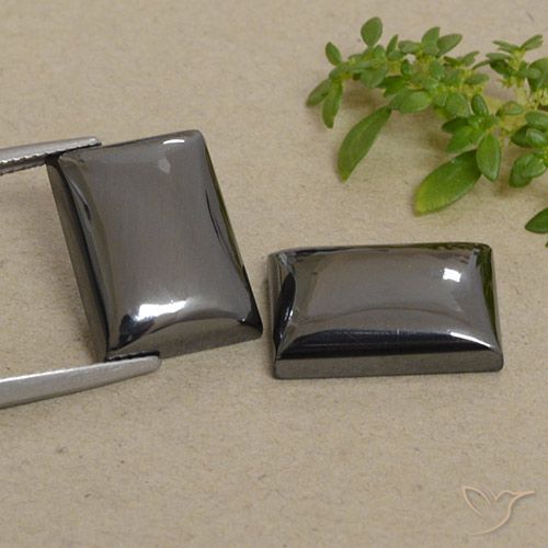 32.39ctw Naturale Grigio medio Ematite, Taglio a baguette, Opaco