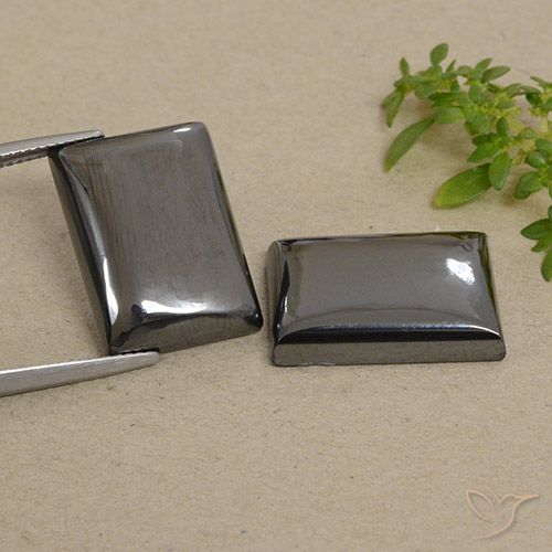 49.98ctw Naturale Grigio medio Ematite, Taglio a baguette, Opaco