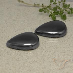 Gemme di Ematite Grigio scuro naturale da 62.15 ct, Forma a pera, Opaco