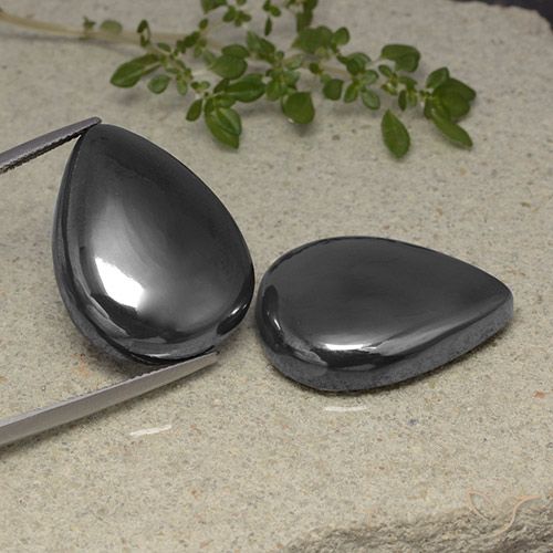 80.40ctw Naturale Grigio nero Ematite, Forma a pera, Opaco