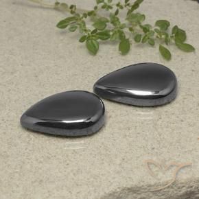 Gemme di Ematite Grigio scuro naturale da 54.14 ct, Forma a pera, Opaco