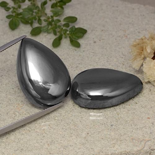 79.12ctw Naturale Grigio medio Ematite, Forma a pera, Opaco