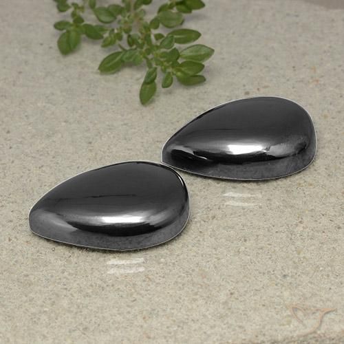 Gemme di Ematite Grigio medio naturale da 79.12 ct, Forma a pera, Opaco