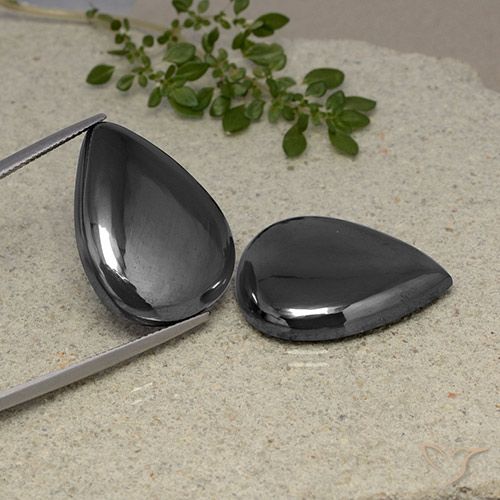 68.39ctw Naturale Grigio scuro Ematite, Forma a pera, Opaco