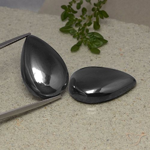 69.58ctw Naturale Grigio nero Ematite, Forma a pera, Opaco