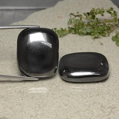 109.47ctw Naturale Grigio scuro Ematite, Cuscino, Opaco