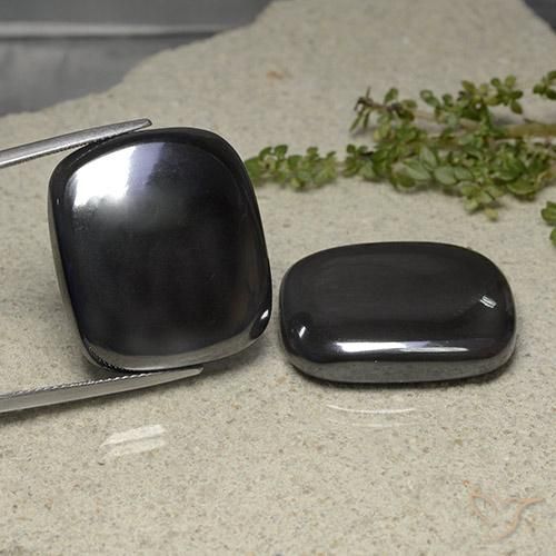 100.49ctw Naturale Grigio nero Ematite, Cuscino, Opaco