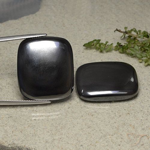 96.22ctw Naturale Grigio nero Ematite, Cuscino, Opaco