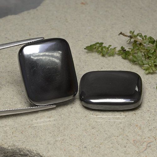 87.88ctw Naturale Grigio scuro Ematite, Cuscino, Opaco