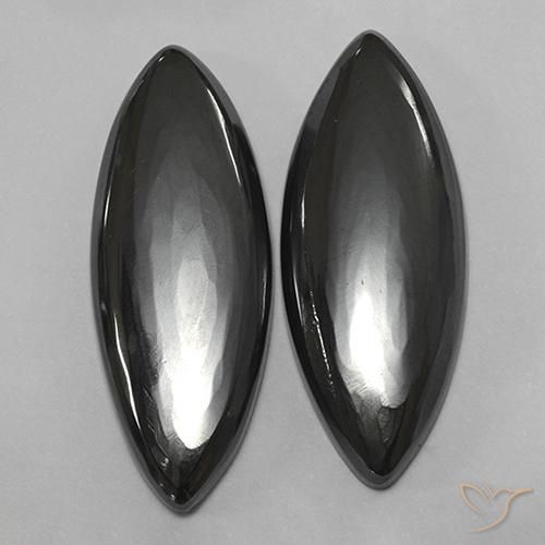 Gemme di Ematite Grigio scuro naturale da 27.52 ct, Taglio marquise, Opaco