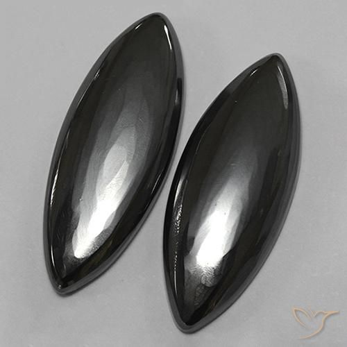 Gemme di Ematite Grigio scuro naturale da 27.52 ct, Taglio marquise, Opaco