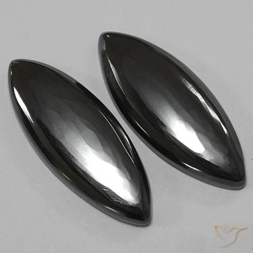 Gemme di Ematite Grigio scuro naturale da 27.52 ct, Taglio marquise, Opaco