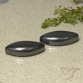 Gemme di Ematite Grigio scuro naturale da 38.77 ct, Taglio marquise, Opaco