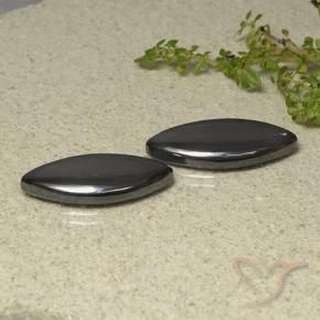 Gemme di Ematite Grigio nero naturale da 25.62 ct, Taglio marquise, Opaco