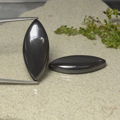 Gemme di Ematite Grigio medio naturale da 48.08 ct, Taglio marquise, Opaco