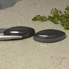 Gemme di Ematite Grigio scuro naturale da 49.18 ct, Taglio marquise, Opaco