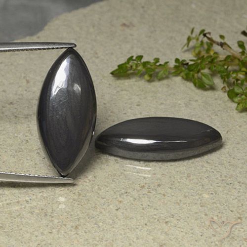 35.35ctw Naturale Grigio scuro Ematite, Taglio marquise, Opaco