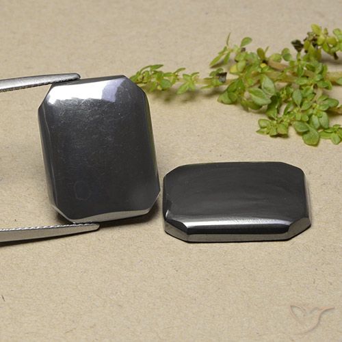 Gemme di Ematite Grigio nero naturale da 34.87 ct, Ottagonale / Taglio smeraldo, Opaco