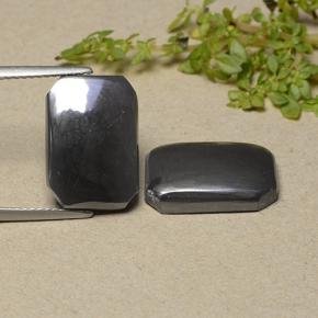 Ematite naturale grigio da 17,78 ct, taglio smeraldo, opaco