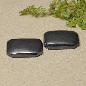 Ematite naturale grigio da 17,78 ct, taglio smeraldo, opaco