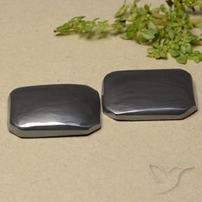 Gemme di Ematite Grigio scuro naturale da 37.51 ct, Ottagonale / Taglio smeraldo, Opaco