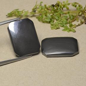 Gemme di Ematite Grigio nero naturale da 27.63 ct, Taglio smeraldo, Opaco