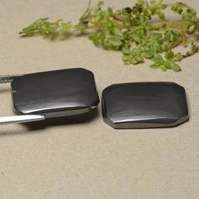 Gemme di Ematite Grigio nero naturale da 27.63 ct, Taglio smeraldo, Opaco