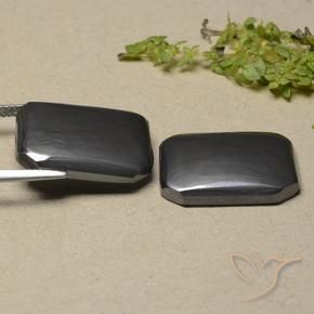 Gemme di Ematite Grigio nero naturale da 36.84 ct, Ottagonale / Taglio smeraldo, Opaco