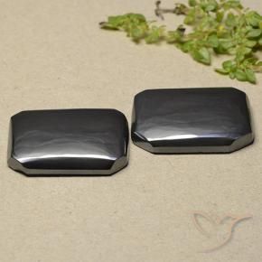 Gemme di Ematite Grigio nero naturale da 41.25 ct, Ottagonale / Taglio smeraldo, Opaco