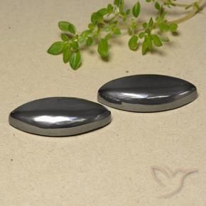 Gemme di Ematite Grigio nero naturale da 46.29 ct, Taglio marquise, Opaco
