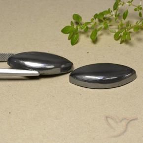 Gemme di Ematite Grigio nero naturale da 46.29 ct, Taglio marquise, Opaco