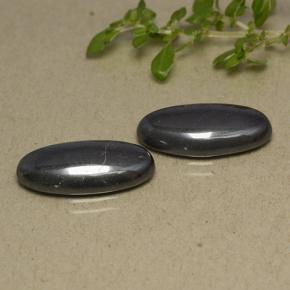 Gemme di Ematite Grigio nero naturale da 18.81 ct, Taglio ovale, Opaco