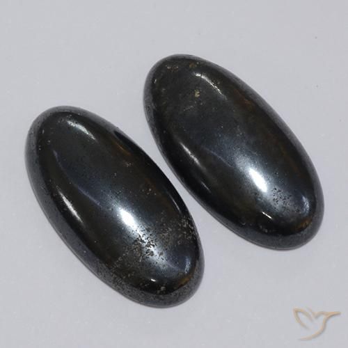 Gemme di Ematite Grigio scuro naturale da 17.40 ct, Ovale, Opaco