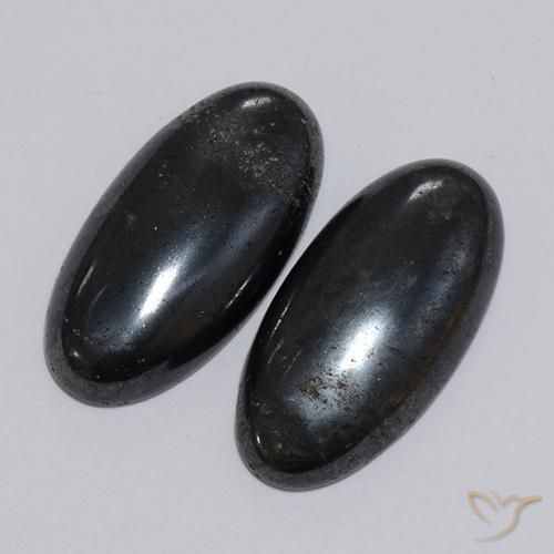 Gemme di Ematite Grigio scuro naturale da 17.40 ct, Ovale, Opaco