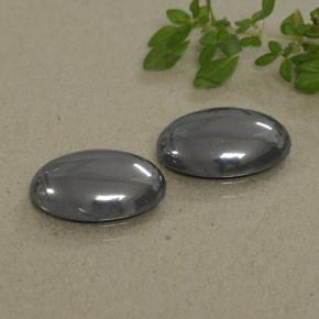 Gemme di Ematite Grigio nero naturale da 14.47 ct, Taglio ovale, Opaco