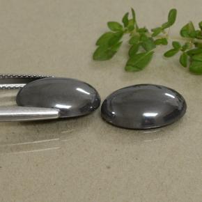 Gemme di Ematite Grigio nero naturale da 14.47 ct, Taglio ovale, Opaco