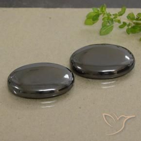 Gemme di Ematite Grigio nero naturale da 53.80 ct, Ovale, Opaco