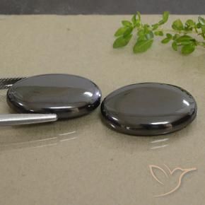Gemme di Ematite Grigio nero naturale da 53.80 ct, Ovale, Opaco